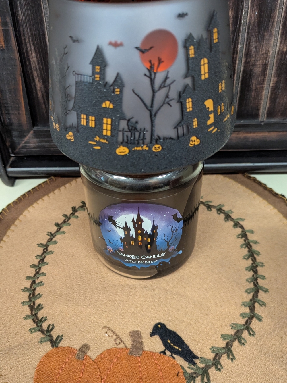 Yankee Candle Flicker Halloween House Glass Shade Topper fits  Single Wick Jar